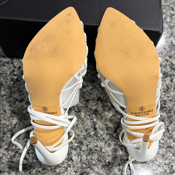 Fashion Nova Elegant White Lace-Up Heels - Picture 7 of 10